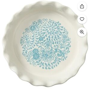 10.5" Pie Plate Stoneware Turquoise Daisy Floral Pioneer Woman